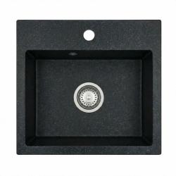 Graniteland Nera Granitno Pomivalno Korito 45x42 cm Arduinski Trdi Kamen videz Nadgradnja z Banko za Pipo in RVS Čepom 1208971432