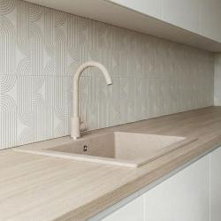 Graniteland Nera Granitni Umitnik 45x42 cm Bež Vgradnja z Luknjo za Pipo in RVS Čepom 1208971434