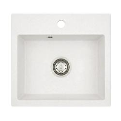 Graniteland Nera Granitno Umivalno Korito 45x42 cm Bela Površinska Montaža z Odprtino za Pipa in RVS Zamašek 1208971435