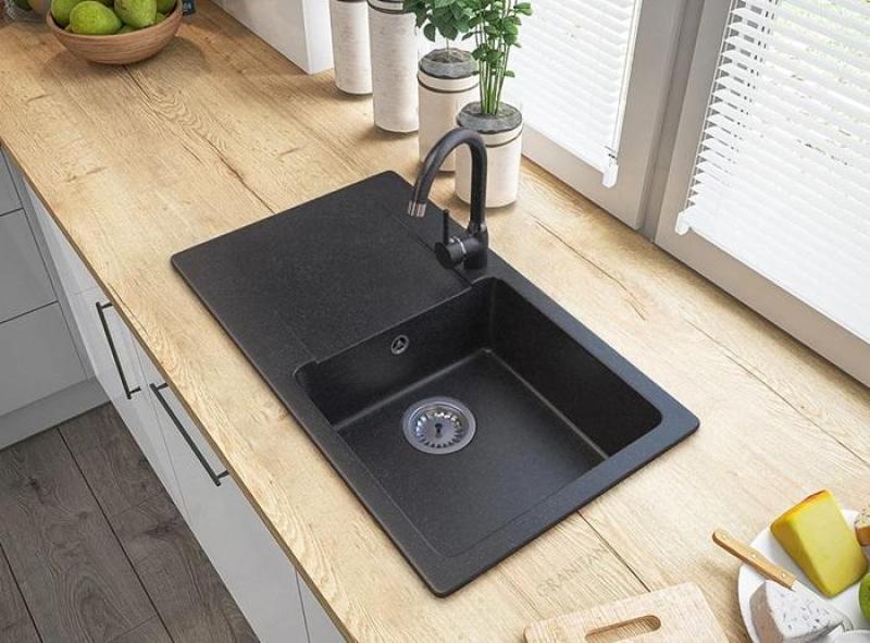 Graniteland Liri Granitni Arduin videz kamen videz umivalnik z odcejalnikom 765x448 mm 1208971437