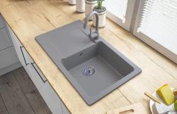 Graniteland Liri Granitni sivi umivalnik z odcejevalnikom 765x448 mm 1208971441