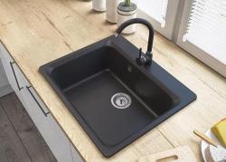 Graniteland Vastone Granitno Pomivalno Korito 619x522 mm Črna Vgradnja z Luknjo za Pipo in RVS Zamašek 1208971443