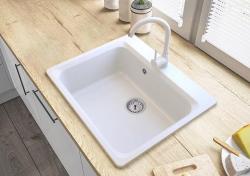 Graniteland Vastone Granitno Pomivalno Korito 619x522 mm Belo Nadgradnja z Luknjo za Pipo in RVS Čep 1208971445