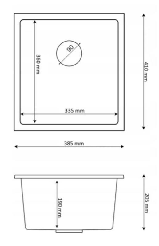 Graniteland Miniva Granitno Pritrdilno Korito Belo podgradno 385x410 mm 1208971452