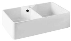 Ausmann Ceramic Mira Keramično Belo Dvojno Pomivalno Korito - Podgradnja in Medgradnja 793 x 450 mm z luknjo za pipo in črnim čepom 1208971479