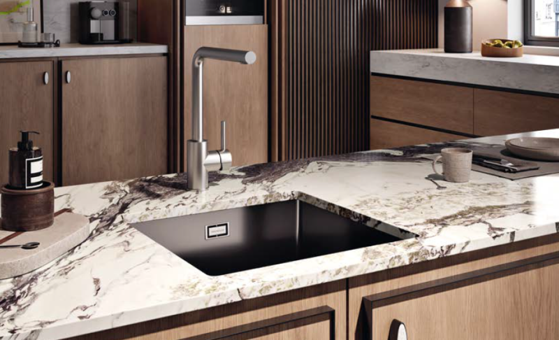 Ausmann Ceramic Ember Keramični Mat Črna Kvadratna Vgradna in Podgradna Pomivalna Korita 40 x 40 cm z Gun metal čepom 1208971488