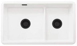 Ausmann Keramični Ogenj Keramični Beli Pult in Podpultna Pomivalna Korita 733 x 401 mm z Črnimi Zamaški 1208971521