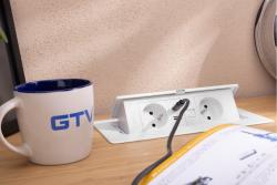 MULTISOFT Pohištvena vtičnica 2x vtičnica z ozemljitvijo, USB A+C, RJ45, napajalni kabel s priključkom, bela