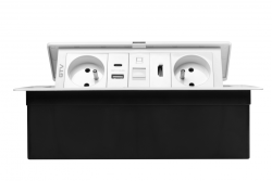 MULTISOFT pohištvena vtičnica 2x vtičnica z ozemljitvijo, USB A+C, RJ45, HDMI, napajalni kabel s priključkom, bela