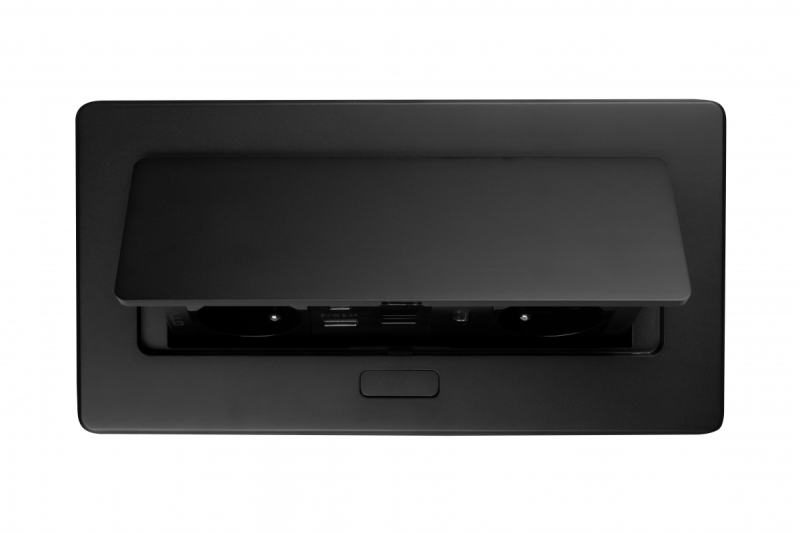 MULTISOFT pohištvena vtičnica 2x vtičnica z ozemljitvijo, USB A+C, RJ45, HDMI, napajalni kabel z vtikačem, črna