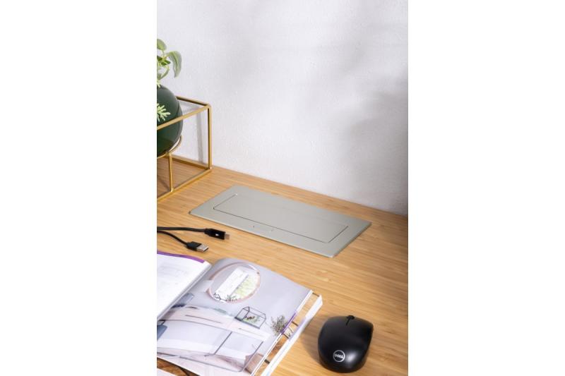 MULTISOFT pohištvena vtičnica 2x vtičnica z ozemljitvijo, USB A+C, RJ45, HDMI, napajalni kabel s priključkom, aluminij