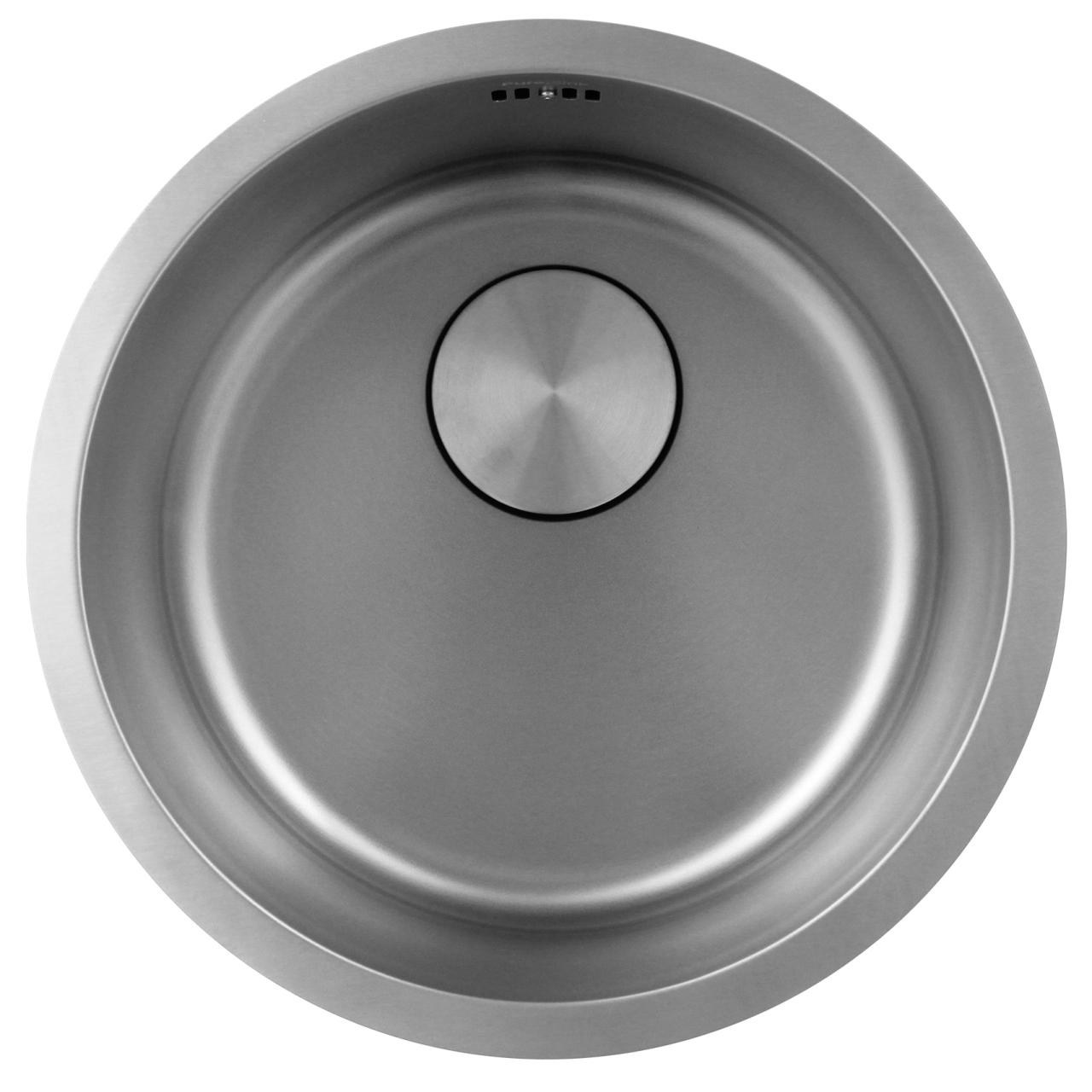 Pure.Sink Rondo RVS Okroglo pomivalno korito za ravno vgradnjo, podgradnjo in nadgradnjo 38 cm PRN38-02