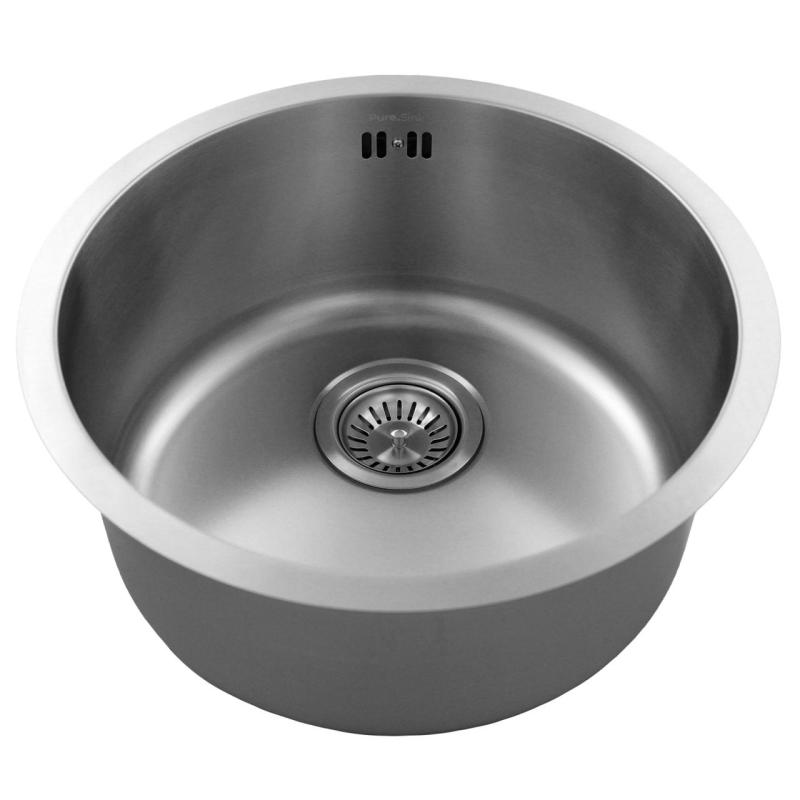 Pure.Sink Rondo RVS Okroglo pomivalno korito za ravno vgradnjo, podgradnjo in nadgradnjo 38 cm PRN38-02