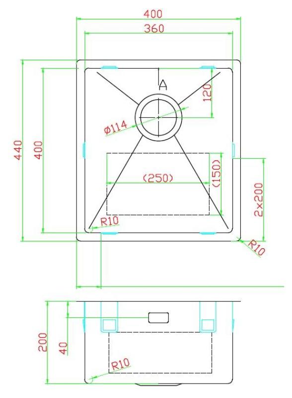 Pure.Sink Luxion Umyvalnik v barvi gun metal, 36 x 40 cm, za vgradnjo pod pult, vgradnjo v pult in namestitev na pult PLX3640-61