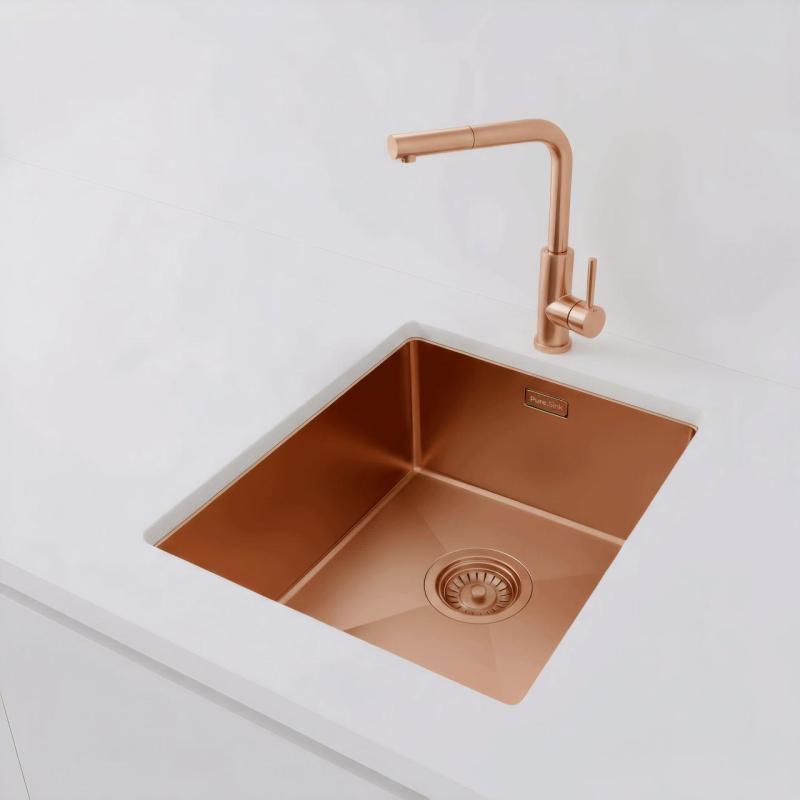 Pure.Sink Luxion Bakreni pomivalni korit 36x40 cm za vgradnjo pod pult, vgradnjo v pult in nadgradnjo PLX3640-62