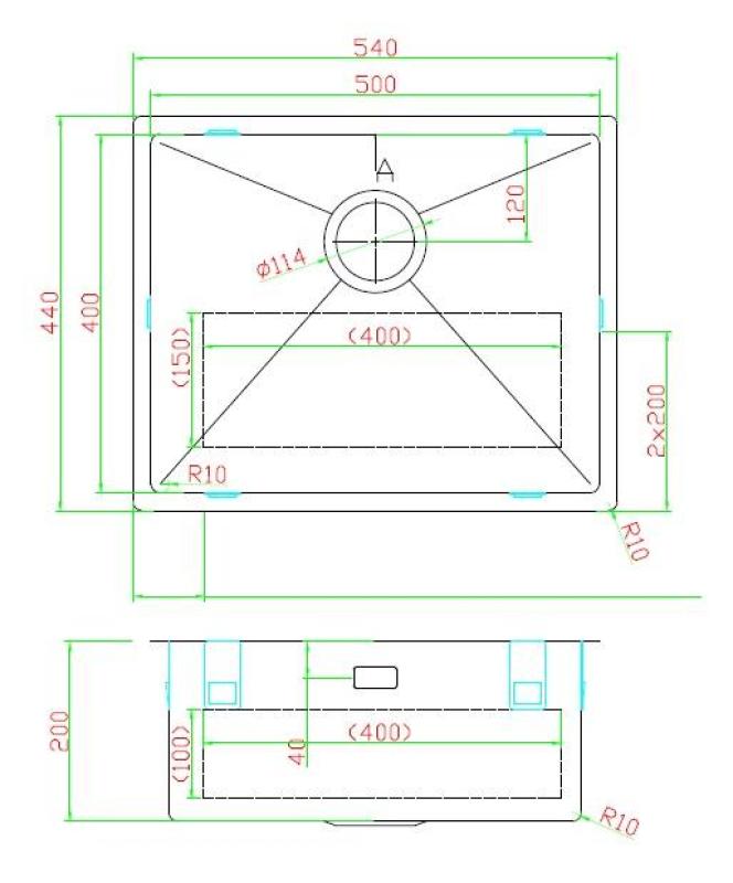 Pure.Sink Luxion PVD Črna pomivalna korita 50x40 cm za vgradnjo pod pult, vgradnjo v pult in nadgradnjo PLX5040-63