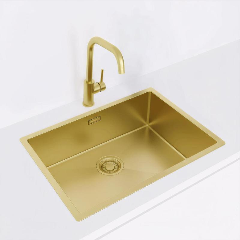 Pure.Sink Luxion Zlata pomivalna korita 55x40 cm za vgradnjo pod pult, vgradnjo v pult in nadgradnjo PLX5540-60