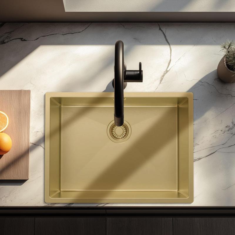 Pure.Sink Luxion Zlata pomivalna korita 55x40 cm za vgradnjo pod pult, vgradnjo v pult in nadgradnjo PLX5540-60