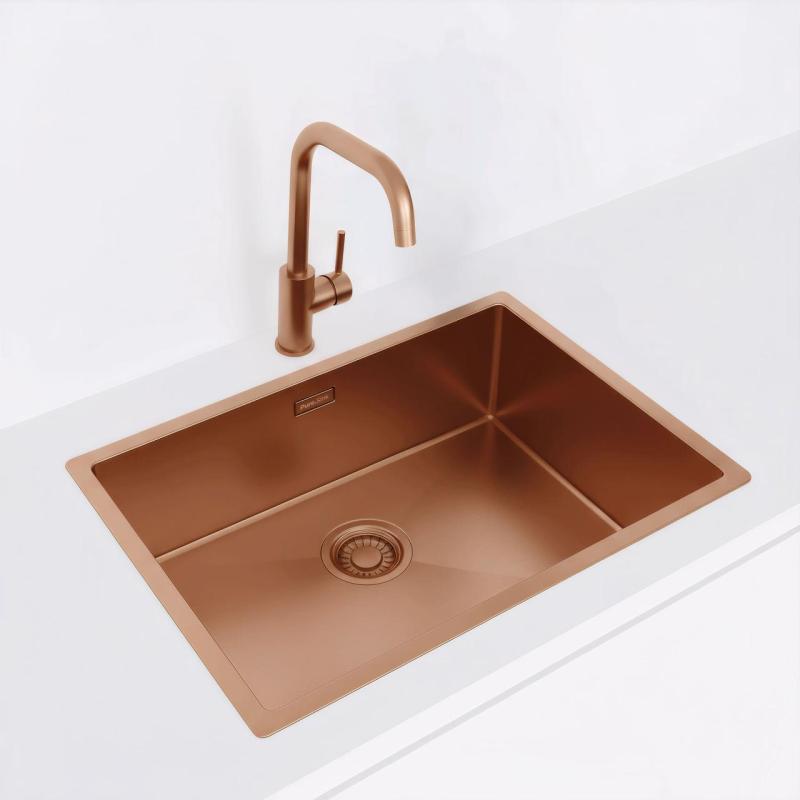 Pure.Sink Luxion Bakreni pomivalni korit 55x40 cm za vgradnjo pod pult, vgradnjo v pult in nadgradnjo PLX5540-62