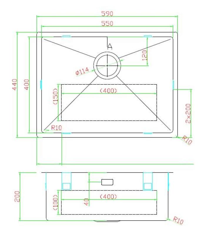 Pure.Sink Luxion Bak iz bakra 55x40 cm za vgradnjo pod pult, vgradnjo v pult in nad pult PLX5540-62