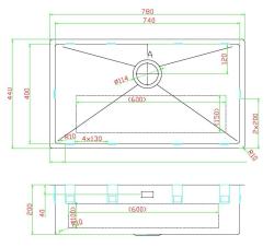 Pure.Sink Luxion Velika zlata pomivalna korita 74x40 cm za vgradnjo pod pult, vgradnjo v pult in nad pult PLX7440-60