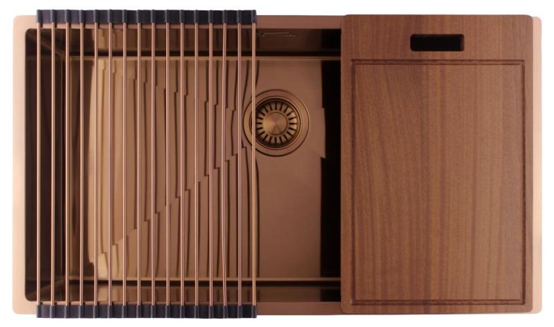 Pure.Sink Luxion Velika bakrena pomivalna korita 74x40 cm za vgradnjo pod pult, vgradnjo v pult in nadgradnjo PLX7440-62