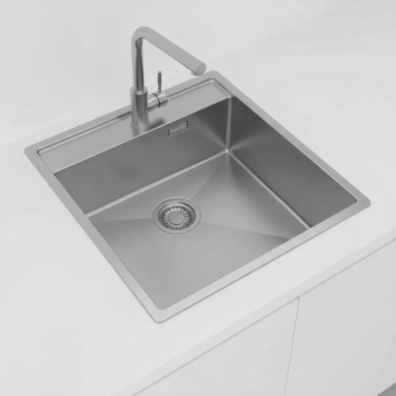 Pure.Sink Luxion Nerjaveče jeklo pomivalno korito 51x50 cm Tapwing z odprtino za pipo PLX5150T-02