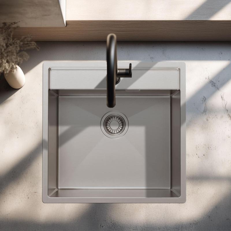 Pure.Sink Luxion Nerjaveče jeklo pomivalno korito 51x50 cm Tapwing z odprtino za pipo PLX5150T-02