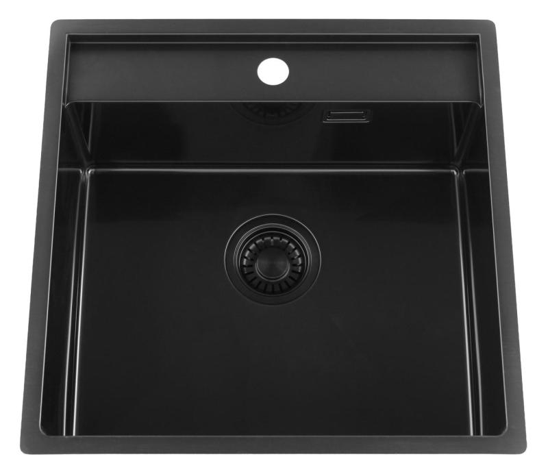 Pure.Sink Luxion PVD Črna pomivalna korita 51x50 cm Tapwing z odprtino za pipo PLX5150T-63