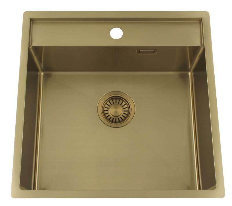 Pure.Sink Luxion Zlata pomivalna korita 51x50 cm Tapwing z odprtino za pipo PLX5150T-60
