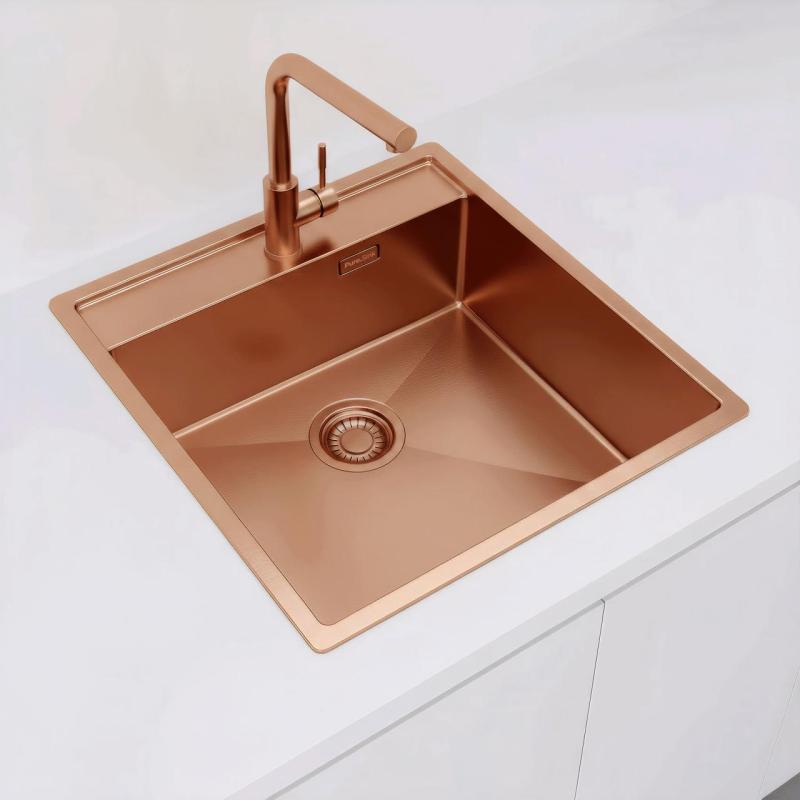 Pure.Sink Luxion Bakreni pomivalni korit 51x50 cm Tapwing z odprtino za pipo PLX5150T-62