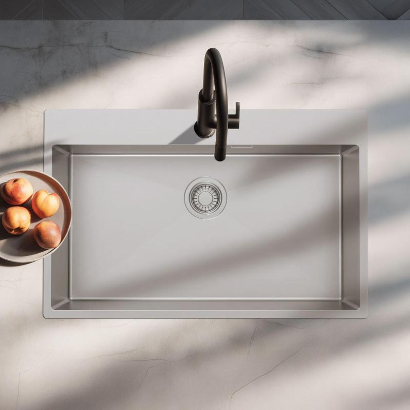 Pure.Sink Luxion Velika nerjaveča pomivalna korita 78x50 cm Tapwing z odprtino za pipo PLX7850T-02