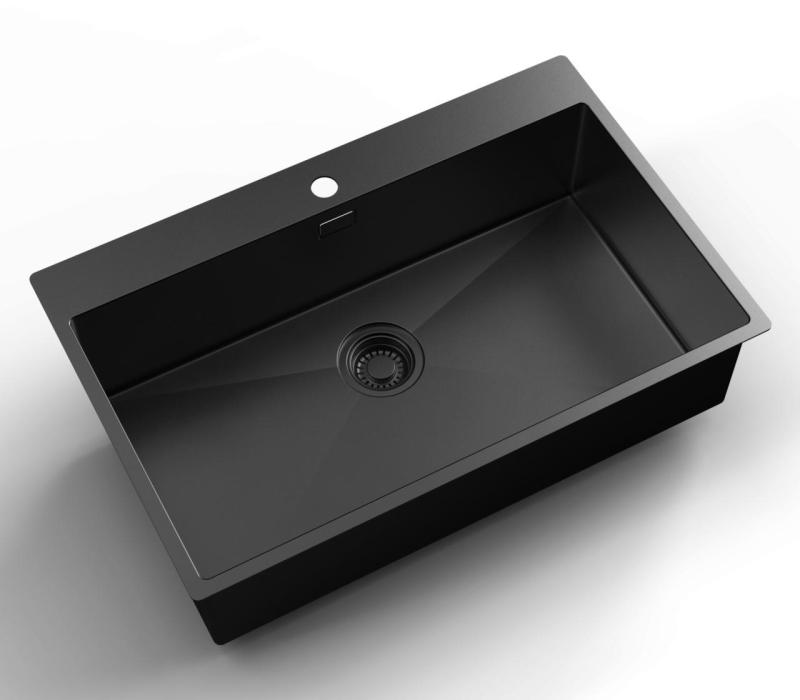 Pure.Sink Luxion PVD Velika črna pomivalna korita 78x50 cm Tapwing z odprtino za pipo PLX7850T-63