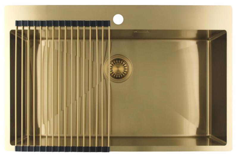 Pure.Sink Luxion Velika zlata pomivalna korita 78x50 cm Tapwing z odprtino za pipo PLX7850T-60