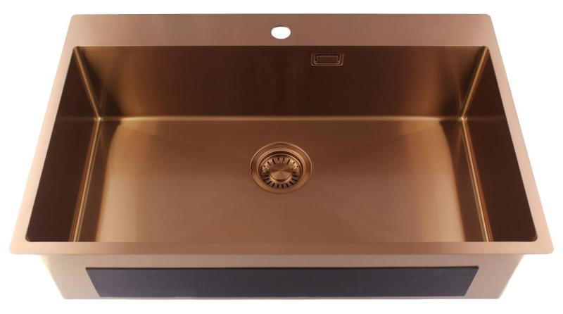 Pure.Sink Luxion Velika bakrena pomivalna korita 78x50 cm Tapwing z odprtino za pipo PLX7850T-62