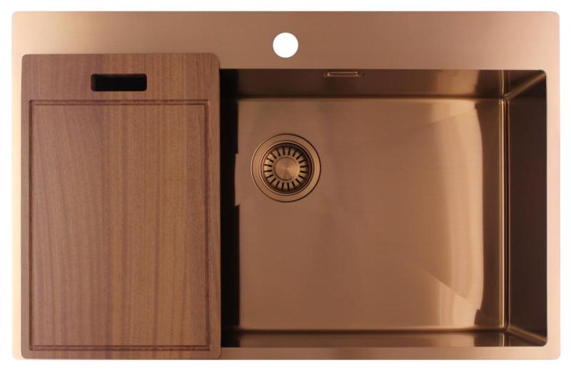 Pure.Sink Luxion Velika bakrena pomivalna korita 78x50 cm Tapwing z odprtino za pipo PLX7850T-62