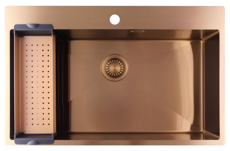 Pure.Sink Luxion Velika bakrena pomivalna korita 78x50 cm Tapwing z odprtino za pipo PLX7850T-62