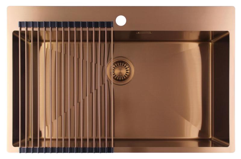 Pure.Sink Luxion Velika bakrena pomivalna korita 78x50 cm Tapwing z odprtino za pipo PLX7850T-62