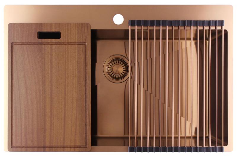 Pure.Sink Luxion Velika bakrena pomivalna korita 78x50 cm Tapwing z odprtino za pipo PLX7850T-62