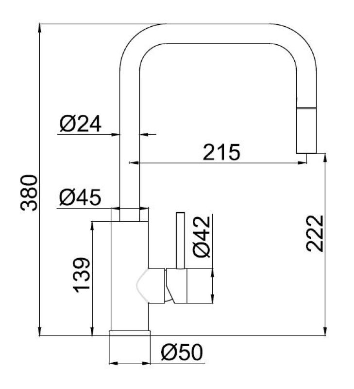 Pure.Sink Luxion masivna nerjaveča kuhinjska pipa kvadratna z izvlečnim izlivom PLXSQUA-02