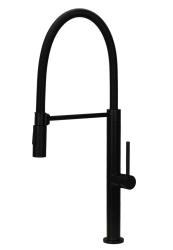 Pure.Sink Luxion Mat črna kuhinjska pipa profi s fleksibilnim izlivom in 2 vrstama curka PLXFLEX-10