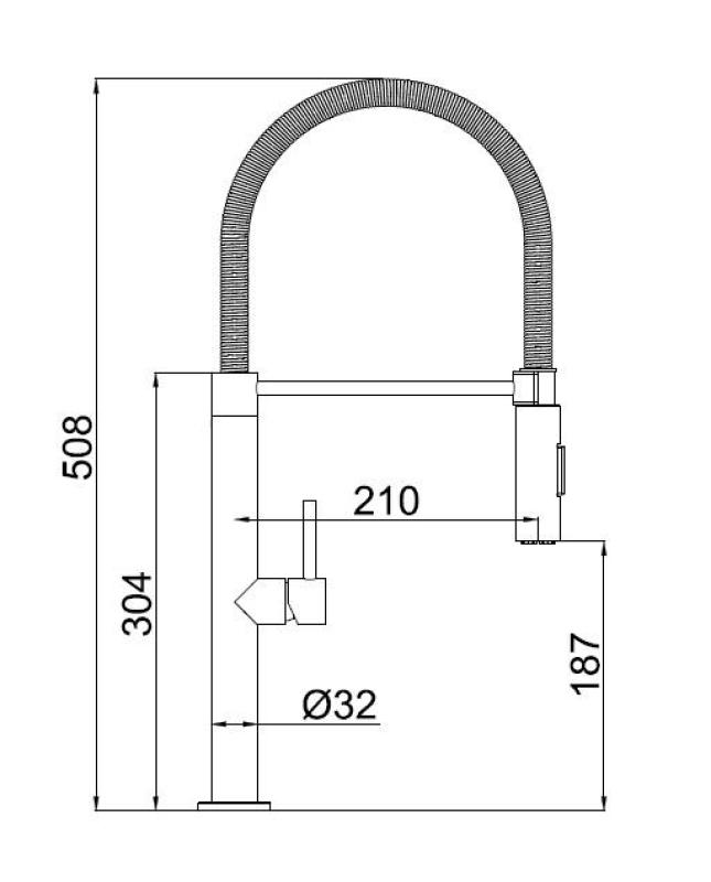 Pure.Sink Luxion Gun metal kuhinjska pipa profi s fleksibilnim izlivom in 2 vrstama curka PLXFLEX-61