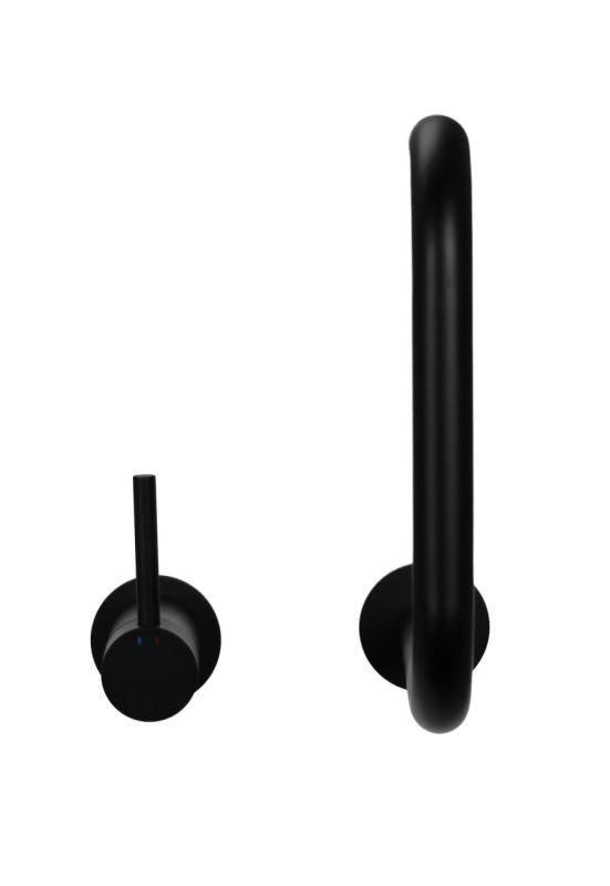 Pure.Sink Luxion 2-luknjska mat črna kuhinjska pipa z okroglim izlivom PLX2HR-10