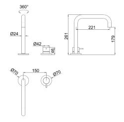 Pure.Sink Luxion 2-luknjasta mat črna kuhinjska pipa z U izlivom PLX2HU-10