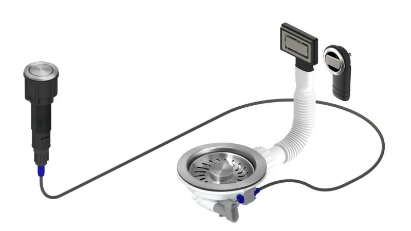 Granitemy RVS odtočni set vključno z gumbom za odpadke z zamaškom, plus pravokotni in okrogli preliv 1208971748