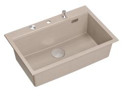 Quadri Hard Rock Beige granitni nadgradni veliki pomivalni korito 76x50cm vključno z nerjavečim čepom in dodatki 1208971751