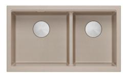 Quadri Newport II Dvojni Bež Granitni Nadgradni Umivalnik 76x45 cm z RVS čepom 1208971754