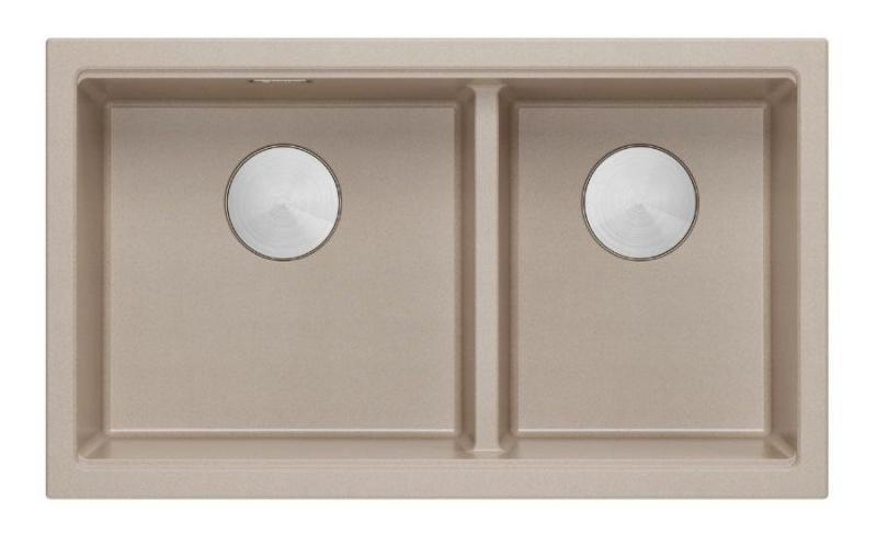 Quadri Newport II Dvojni Bež Granitni Nadgradni Umivalnik 76x45 cm z RVS čepom 1208971754