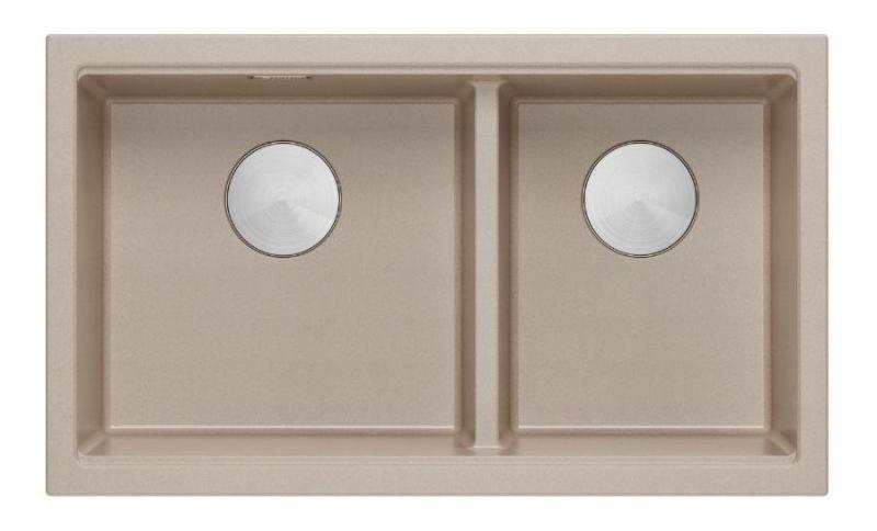 Quadri Newport II Dvojni Bež Granitni Vgradni Korito 702 x 390 mm z RVS čepom 1208971757