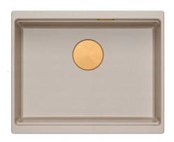 Quadri Newport II granitna vgradna umivalna korita v bež barvi 560x450mm s bakrenim čepom in izpustnim pokrovčkom 1208971764